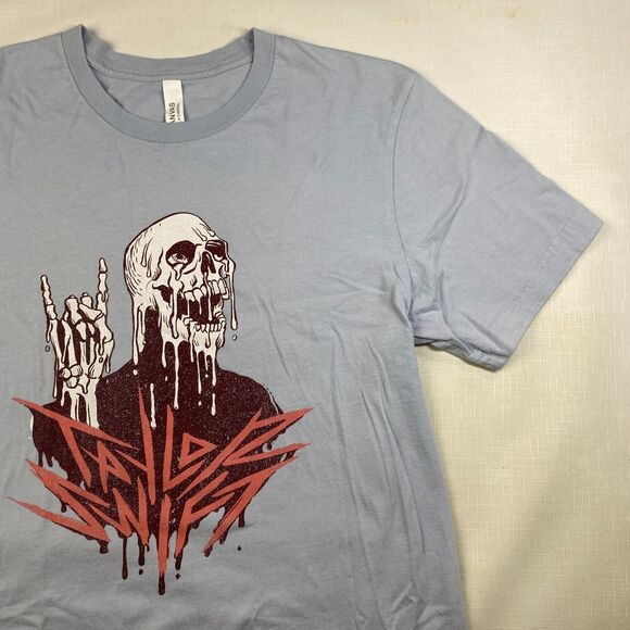 Taylor Swift METAL SKULL Light Blue Tshirt! Concert Tour Retro Merch Sz Large - Picture 5 of 13